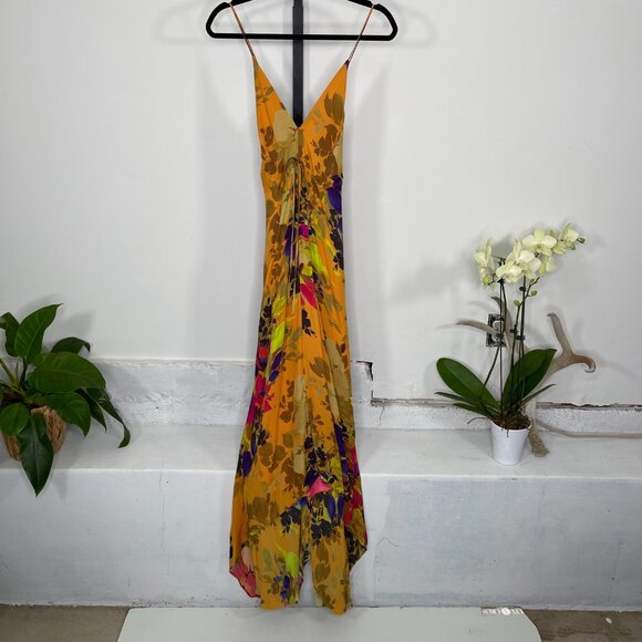 Nicole Miller Runway Silk Floral Lined Angelina Botanic Maxi Dress Size S - Picture 3 of 12